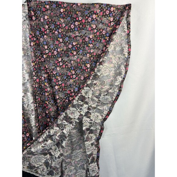 Janice Kimono Jacket Poncho One Size Black Boho Floral With Fringe - Picture 6 of 8
